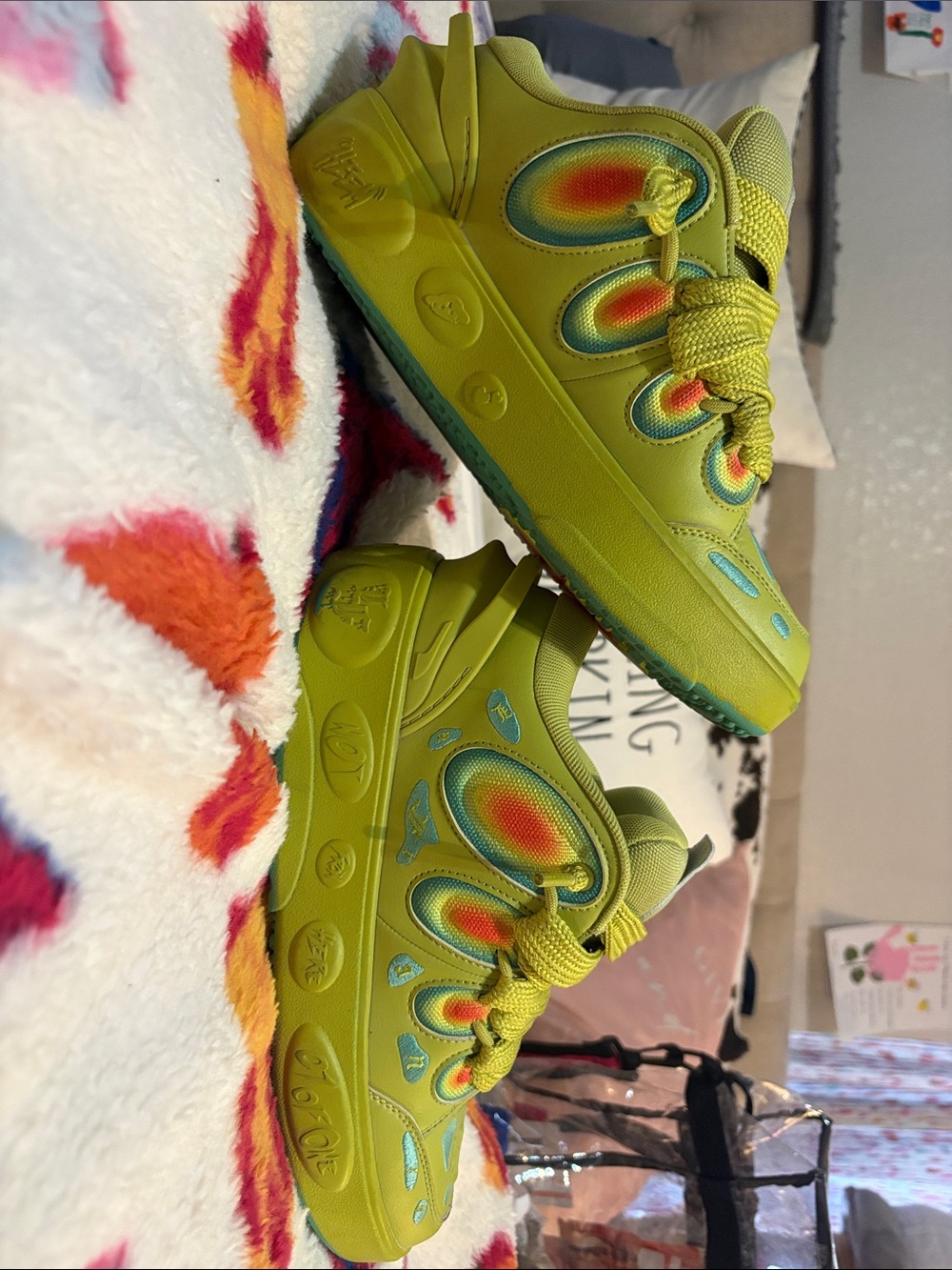 Puma LA FRANCES Neon Lime Sneakers with Rainbow Heat-Map Details